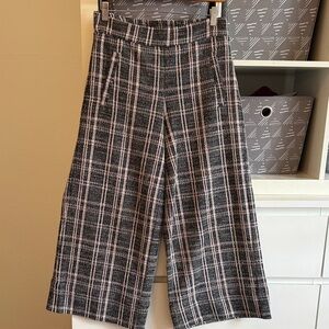 ME+EM Plaid Wide-Leg Pants in Black and Pink